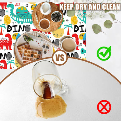 Dinosaur with Palms and Eggs Coffee Mat Absorbent Dish Drying Mat for Kitchen Counter Hide Stain Rubber Backed Coffee Bar Accessories Fit Under Coffee Maker Espresso Machine, 11.8 x 19.7 Inch