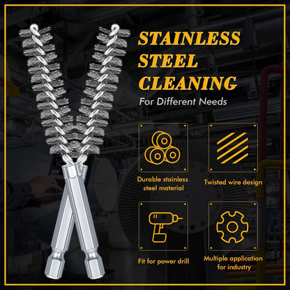 24 Pieces Bore Brush for Drill Wire Bore Brush Set Wire Cleaning Set Stainless Steel Cleaning for Power Drill Impact Driver (Stainless Steel)