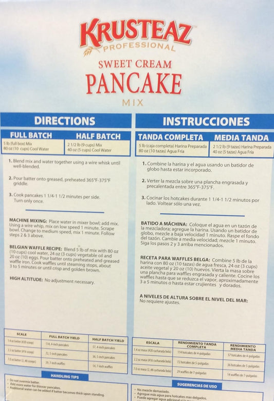Krusteaz SWEET CREAM PANCAKE Mix 5lbs. (2-Pack) Restaurant Quality