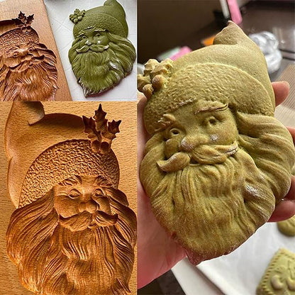 Wooden Cookie Biscuit Mold, 3D Baking Mold, Embossing Craft Decorating Baking Tool, Suitable for Halloween Thanksgiving Christmas Kitchen DIY (Xmas-A-3PCS)