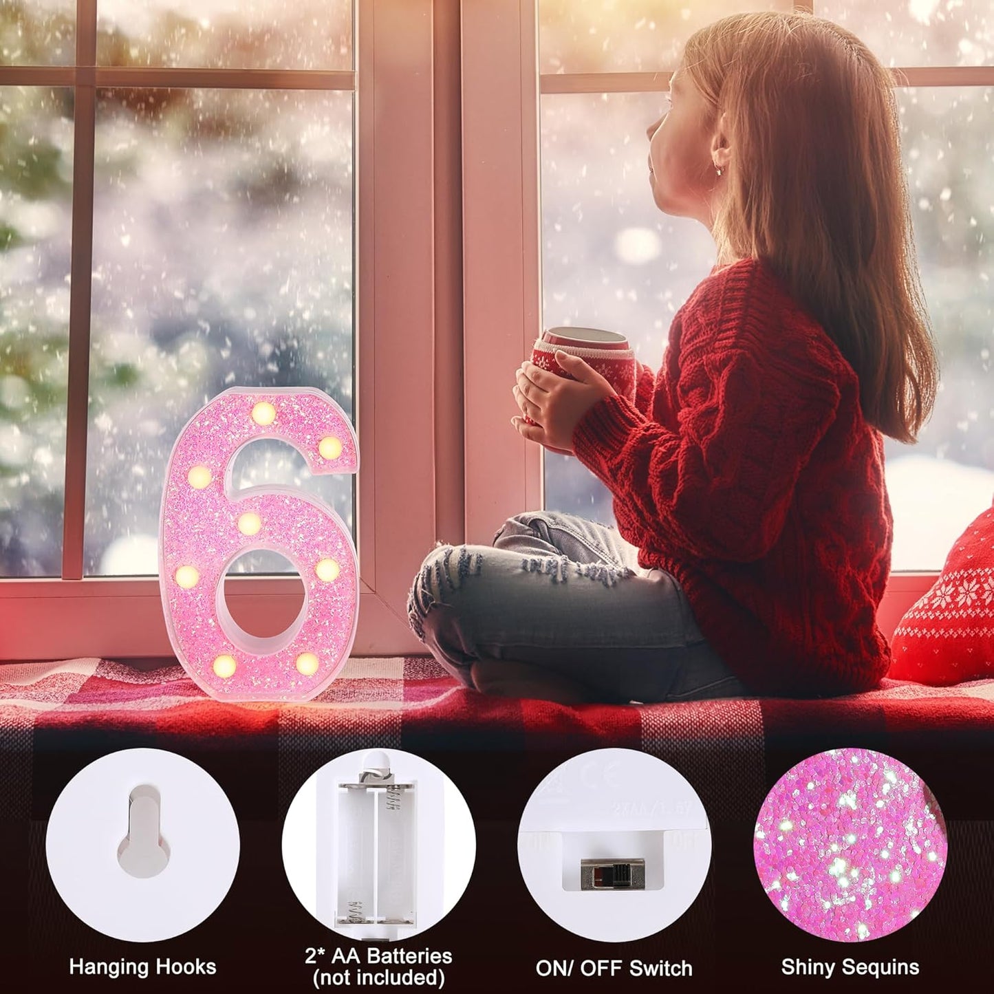 Foaky Pink Light up Letters，Pink Party Decorations,Girls Room Decor,Glitter Marquee Numbers,Alphabet Letter Sign for Night Light Birthday Party Girls Gifts, Home Bar Decoration (5)