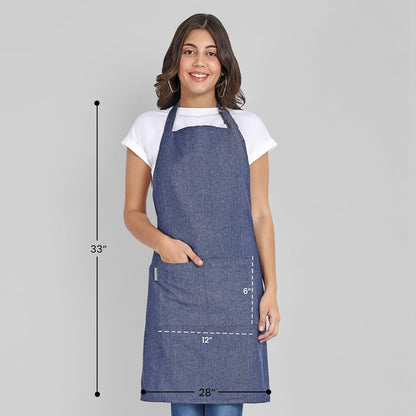 Chef Apron, Recycled Cotton Kitchen Apron with an Adjustable Neck with Long Ties, for cooking, baking