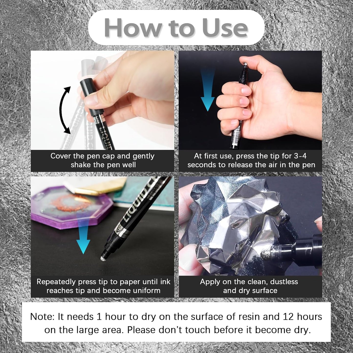 Renfio Chrome Paint Markers, 4 Colors Liquid Chrome Metallic Markers Mirror Repair Liquid Metallic Pen for Repairing Model Painting Resin DIY Craft Coloring (1-3mm) - Silver&Gold&Rose Gold&Copper