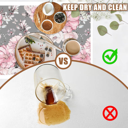 Pink Flowers and Leaves Coffee Mat Absorbent Dish Drying Mat for Kitchen Counter Hide Stain Rubber Backed Coffee Bar Accessories Fit Under Espresso Machine Dish Drainer, 15.7 x 23.6 Inch