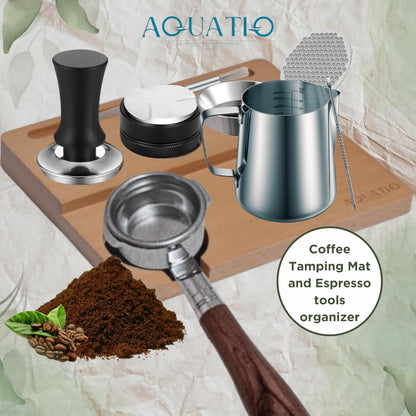 51-58 mm Wide Espresso Tamping Mat - Wooden Coffee Tamping Station - Espresso Accessories for Baristas
