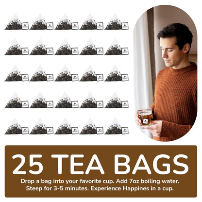 BREWIX, Vanilla Caramel Dessert Tea (25 Pyramid Black Tea Bags) | Naturally Flavored, Caffeinated & Sugar-Free | A Cozy & Indulgent Brew for Anytime Cravings