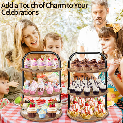Cupcake Stand, Wooden Cupcake Stand for 100 Cupcakes 3 Tier Large Dessert Table Display Set Cupcake Tower Tiered Tray Stand Serving Tray for Party Supplies Vendor Display Farmhouse Decor
