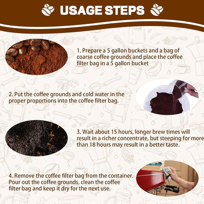 Alocs Cold Brew Coffee Filter Bag Compatible with Toddy Cold Brew System for 5 Gallon Commercial Brewers, Filter Bag for Coffee Grounds & Ice Tea - Quick Drain, Washable & Reusable (2 Pack)
