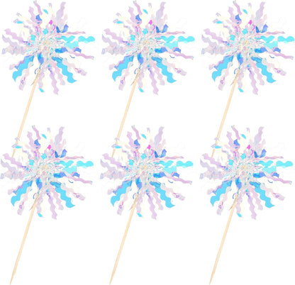 30 PCS Foil Firework Cupcake Toppers Sparkle Tinsel Cupcake Picks Happy Birthday Cake Toppers Drink Stirrers Cocktail Food Fruit Toothpicks for Baby Shower Birthday Party Decorations Supplies Silver