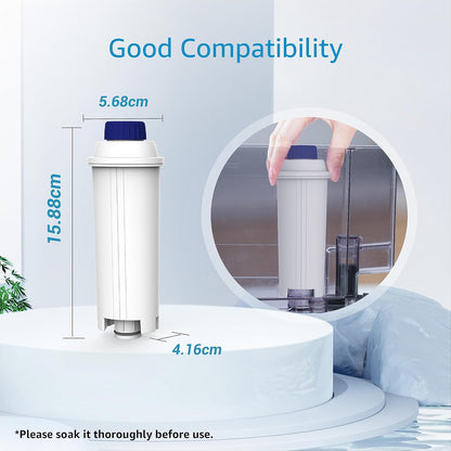 AQUA CREST Coffee Water Filter, Replacement for De'Longhi® Filter, TÜV SÜD Certified, 5513292811, DLS C002, CFL-950, SER3017, ECAM/ETAM Series, EC680, BCO420 (Pack of 4）