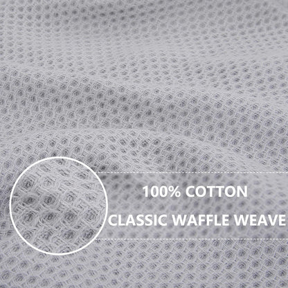Homaxy 100% Cotton Waffle Weave Kitchen Dish Towels, Ultra Soft Absorbent Quick Drying Cleaning Towel, 13 x 28 Inches, 6-Pack, Light Gray