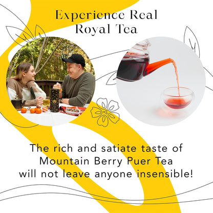 MyRoyalte Mountain Berry Puerh Tea Organic - Hibiscus Tea Loose Leaf Tea With Blueberries Grapes Mullberries - Pu'er tea Rosehip Tea - Organic Herbal Tea Chinese Tea Gift Idea for Tea Lovers - 3 oz