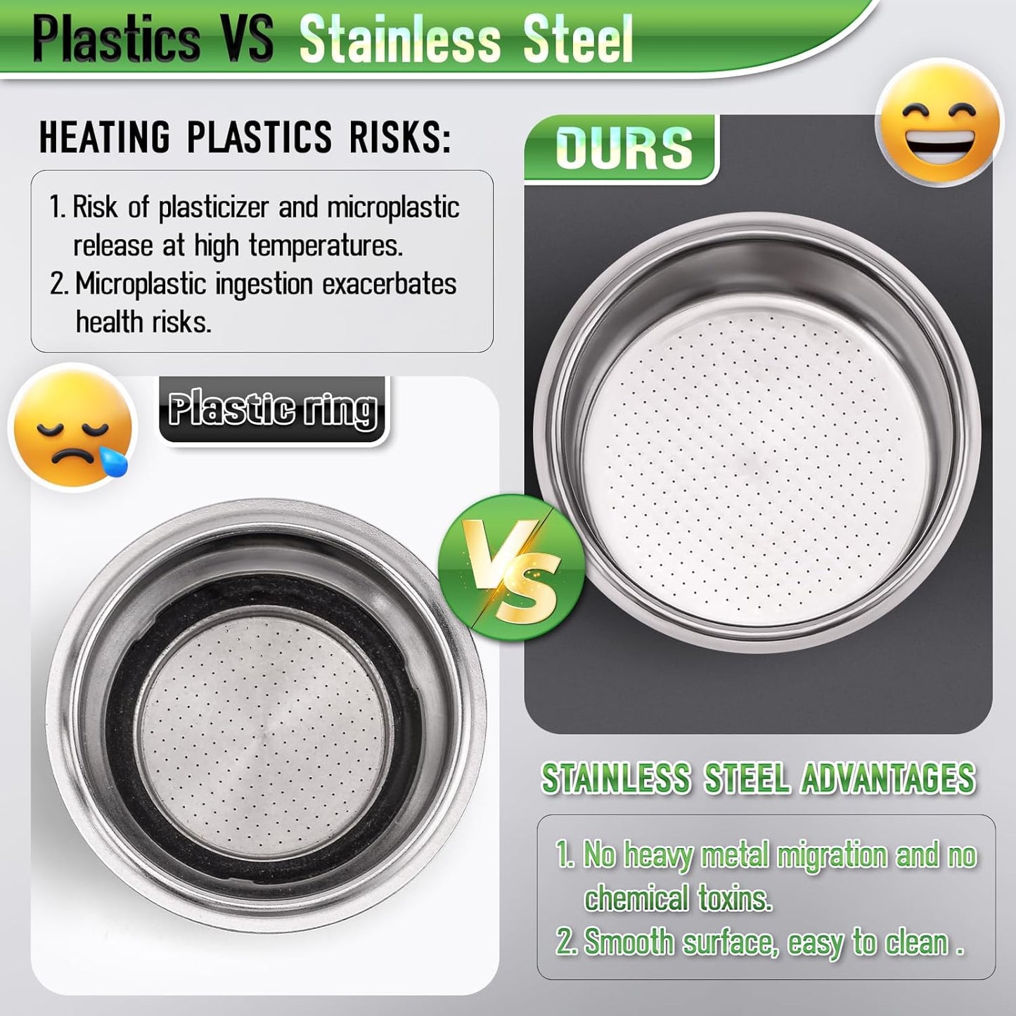 51mm 2 Ear Portafilter for DeLonghi EC200/EC221/EC330/EC152/EC0310- Stainless Steel Handle with Precision Basket and Siam Rosewood Grip