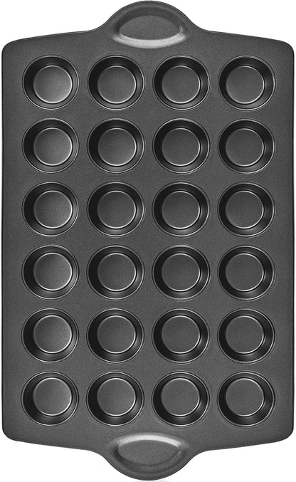 HONGBAKE mini muffin pan nonstick 24, Cupcake Tin for Baking, Commercial Small Cup Cake Tray for Cheesecake, 1.8dia, Heavy-duty, Gray