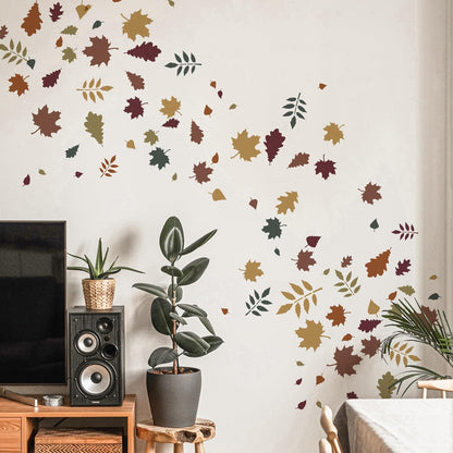 NAKLEO Painting Stencil for Crafts A5 5.9” x 8.3”, Autumn Leaves Nature Pattern, Reusable Plastic DIY & Scrapbooking Drawing Template, Decoupage Art Home Decor, Wall Wood Fabric Furniture