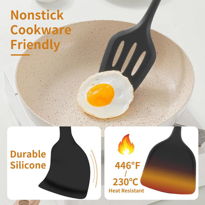 18 Pcs Cooking Utensils Set, Kitchen Utensils Set with Utensil Holder, 446°F Heat Resistant Silicone Spatula Set, Kitchen Gadgets Tools Set for Nonstick Cookware BPA FREE