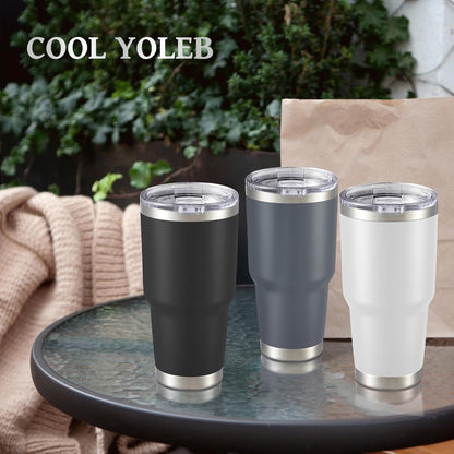 30 oz Tumbler with Lid Stainless Steel Tumblers Bulk Vacuum Insulated Cup Reusable Powder Coated Travel Mug Double Wall Leak Proof Cups Keep Cold Drinks for 12 Hours Gray, Set of 8