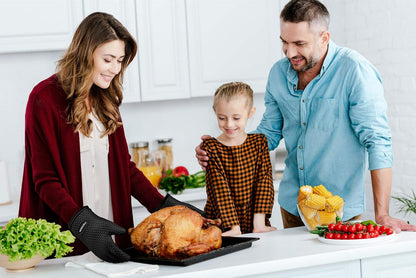 KITCHEN PERFECTION XL Silicone Smoker Oven Gloves -Extreme Heat Resistant BBQ Gloves -Handle Hot Food Right on Your Grill Fryer & Pit | Waterproof Oven Mitts Grill Gloves |Superior Value Set+3 Bonuses