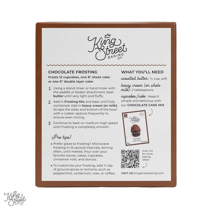 King Street Baking Co Chocolate Frosting Mix - 4 Ingredient Icing for Cake - Real Cocoa, Vanilla - Frosts 12 Cupcakes (3Pack)