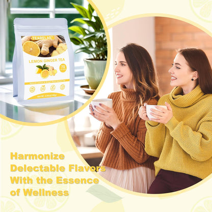 TEARELAE - Lemon Ginger Tea Bags, 70 Count - Natural & Pure Herbal Tea with Ginger Root, Lemon, Lemongrass - Non-GMO - Caffeine-free - Support Healthy Digestion