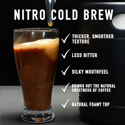 TMCRAFT 64oz Nitro Cold Brew Coffee Maker, Home Brew Coffee Keg with Stainless Steel Stout Creamer Faucet & Pressure Relieving Valve