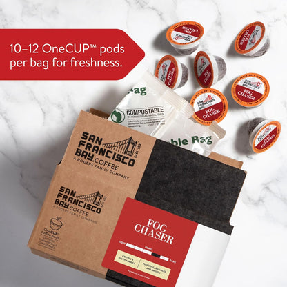 San Francisco Bay Compostable Coffee Pods - Fog Chaser (12 Ct) K Cup Compatible including Keurig 2.0, Medium Dark Roast