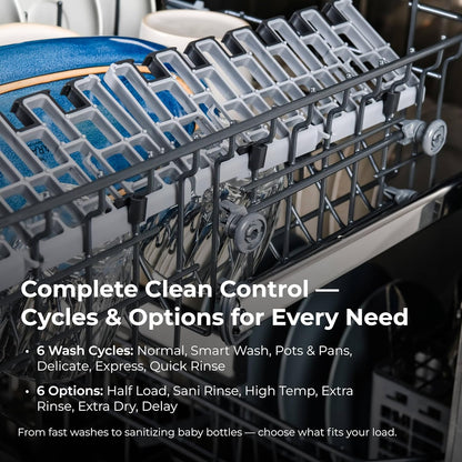 Kenmore 24" Built-in Stainless Steel Tub Dishwasher EasyFlex 3rd, SmartWash, UltraWash Plus, TurboDry, and MoreSpace Adjustable Rack, Energy Star Certified, White
