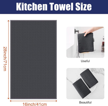 Homaxy Microfiber Waffle Weave Kitchen Towels, 16 x 28 Inch Ultra Absorbent and Solid Color Dish Towels, 8 Pack, Dark Grey