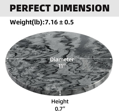 Koville African Natural Marble Cutting Board for Kitchen, 11inch Round Hand Crafted Marble Slab for Cheese, Charcuterie, Pastry Board - Wedding Gift, House Warming Gift(Monte Grigio)