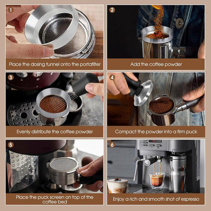58mm Espresso Accessories Kit, Spring Loaded Calibrated Tamper, WDT Tool and Dosing Funnel Set Fits Breville 58 mm Espresso Coffee Machines and Portafilter