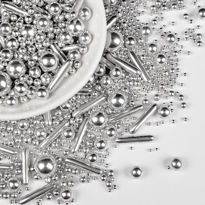 Silver Pearl Rods Sprinkles, Edible Sugar Candy Mix Size, 150g/5.29oz, Baking Cake Decoration, Food Grade, Cake Toppers, Easter, Celebration, Wedding Party Supplies