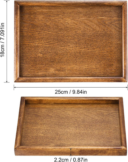 PATIKIL Wood Serving Tray 10x7 Inch Outer Base, Rectangular Decorative Platter for Home Decor Kitchen Table Candle Holder, Brown