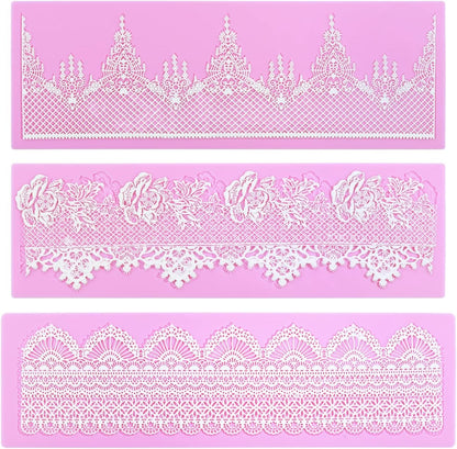 Embossing Lace Fondant Molds - Rose Flower Cake Lace Molds Set of 3