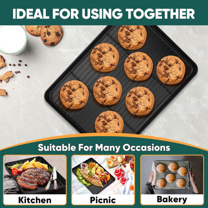 P&P CHEF Baking Oven Sheet Pan with Rack for Cookie, Nonstick Oven Tray and Cooling Rack for Baking & Roasting, Easy Clean, Black, 12.4 x 9.7 Inch