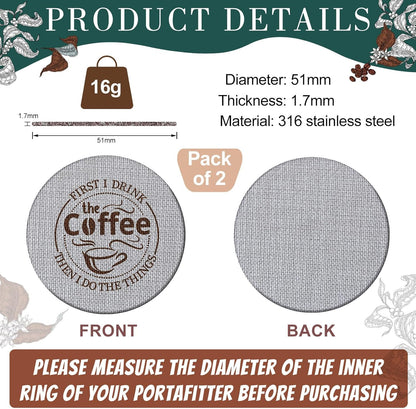 Yaomiao 2 Pieces 51mm Espresso Puck Screen, 1.7mm Thickness 150 Micrometre Reusable Barista Espresso Screen Stainless Steel Coffee Filter Mesh Plate for Bottomless Portafilter Filter Basket