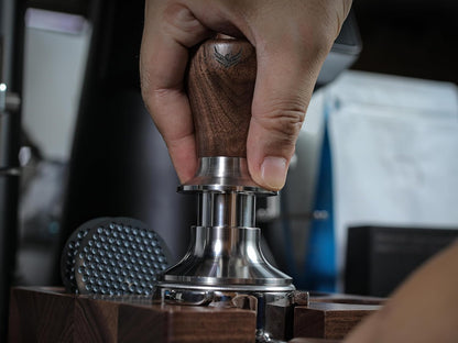 54mm Tamper For Breville Machines Calibrated Tamper Tool Espresso Walnut, Auto-Leveling and 30lb Spring Loaded Design Coffee Tamper With Stainless Steel Ripple Base