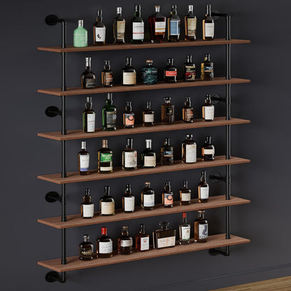 48 InchPipe Bookshelf Floating Shelves for Wall Shelves Bookshelf Industrial Pipe Shelving Shelves Real Wood Planks Rustic Hanging Shelves Farmhouse Kitchen Bar Shelving