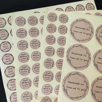 Custom Stickers Kraft Paper Labels Personalized Withe Text, Business Logo Customized Food Jars Labels Bakery Label Sticker Package Favor Canning Circle 100pcs (Style 3)