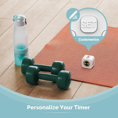 KADAMS Pomodoro Cube Timer Productivity Visual Timer - 5/10/25/50 Min Rotating Countdown (Black + White)