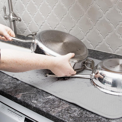 All-Clad Premium Reversible Dish Drying Mat for Kitchen: 16" x 28" Ultra-Absorbent, Long-Lasting, No Condensation, and Oversized for Large Pots and Pans - 1 Pack, Titanium