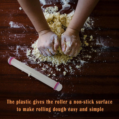 Fondant Rolling Pin 9 Inch Non-Stick Dough Pastry Roller Adjustable Kitchen Utensils for Fondant, Pie Crust, Cookie, Pastry
