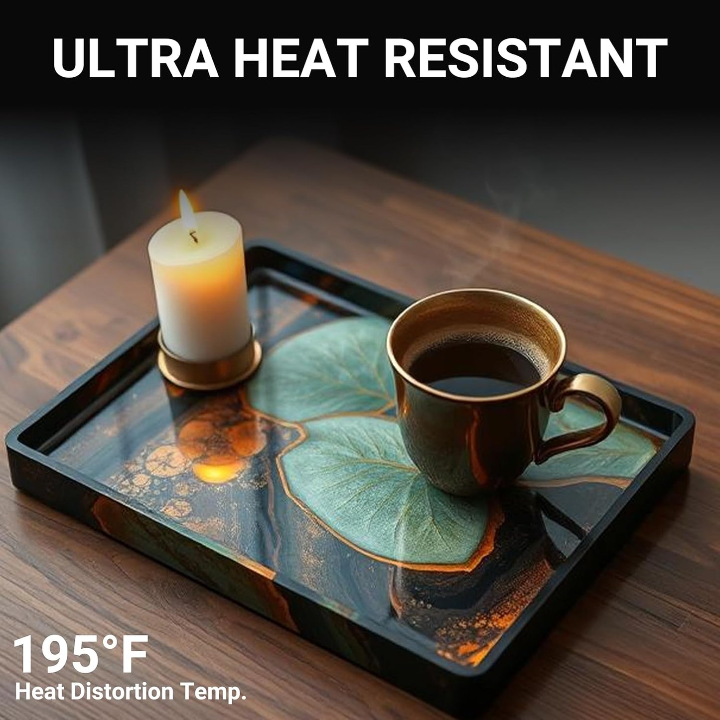 Ultra Heat Resistant Epoxy Resin 64OZ, 1:1 AB Mixing Resin Kit 195℉ High Heat Tolerance Epoxy Kit for Surface Coating, DIY Coasters, Trays, and Crafts