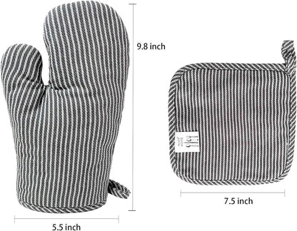 4Pcs Oven Mitts and Pot Holders, Heat Resistant Oven Mitts Set with Pothholder,Heat Resistant Microwave Gloves Safe for Baking,Cooking, BBQ