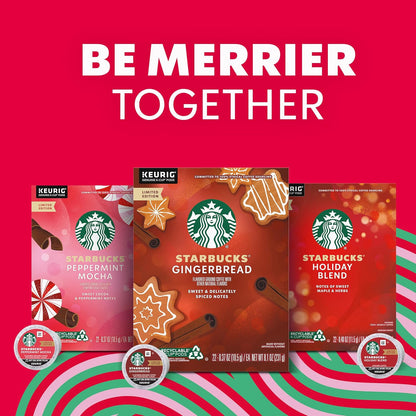 Starbucks K-Cup Coffee Pods, Peppermint Mocha Naturally Flavored Coffee for Keurig Brewers, 100% Arabica, Limited Holiday Edition, 6 Boxes (60 Pods Total)