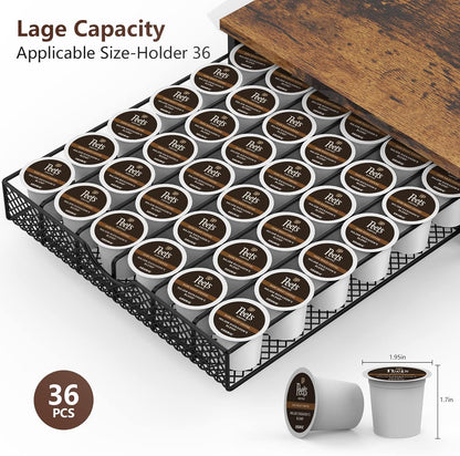 Coffee Pod Drawer for K Cups Drawer Organizer Coffee Pod Storage with Drawer Baskets Pod Storage Holder for Cafe Counter in Home Office Farmhouse 36 Capacity