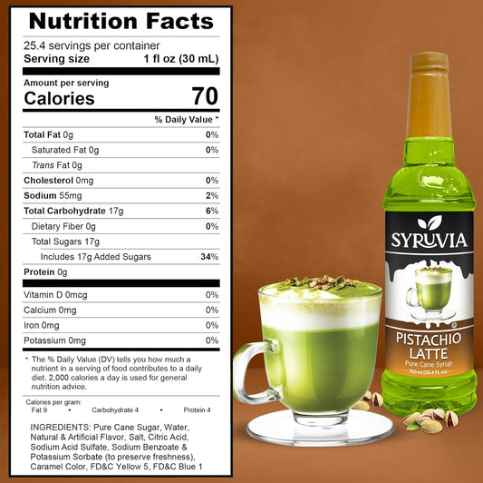 Syruvia Pistachio Latte Syrup & English Toffee Syrup - 25.4 fl oz. Premium Coffee Flavoring Syrup. Kosher, & Gluten-Free. Perfect for Enhancing Drinks, Smoothies, Sodas, Shakes, Desserts, & More.