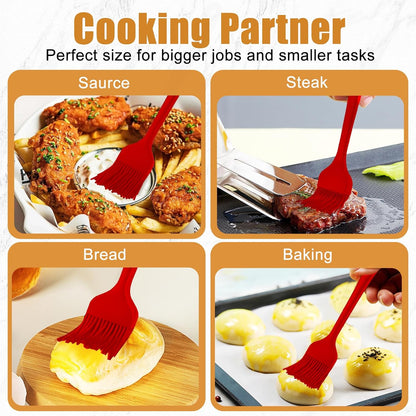 Silicone Basting Brush 2 Pcs Pastry Brush for Oil, BBQ, Grill, Sauce Baking Cooking, Dishwasher Safe (Black)