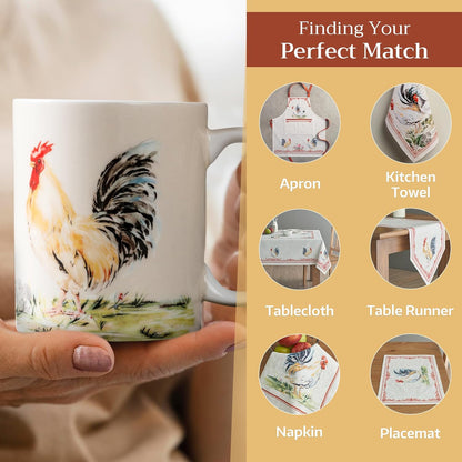 Maison d' Hermine Coffee Mug with Handles Fine Bone China Mugs Pack of One Tea Cups for Hot Beverages Cappuccino Latte Home Restaurant Office Perfect for Gift (Campagne - Coq, 12 Ounce)