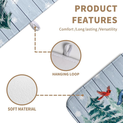 Winter Gnome Dish Drying Mat Christmas Tree Snowman Large Kitchen Mats Dish Drying Pad Bird Absorbent Dish Dryer Mat for Kitchen Countertops Microfiber Drainer Pad Dish Drying Mats (18x24 in)