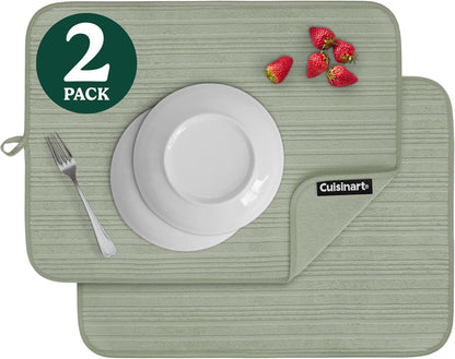 Cuisinart Dish Drying Mats for Kitchen Counter - (2) 18" x 24" Ultra Absorbent Dish Drying Mat XL - Foldable, Machine Washable, Fast Drying Dish Mat (Horizontal Stripes)